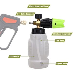 RIDGE WASHER Pressure Washer Gun with Foam Cannon Snow Foam Lance, Foam Gun Kit with 1/4 Inch Quick Connector, 1 Liter, Power Washer Foam Blaster with Car Wash Mitt