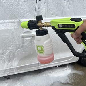 RIDGE WASHER Pressure Washer Gun with Foam Cannon Snow Foam Lance, Foam Gun Kit with 1/4 Inch Quick Connector, 1 Liter, Power Washer Foam Blaster with Car Wash Mitt