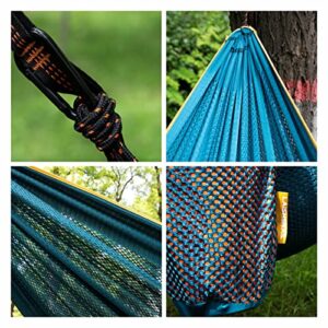 LAISHSNAIL Camping Hammock with Neck Pillow, Portable Mesh Ice-Silk Polyester Outdoor Double Hammocks with 2 Tree Straps, 500 lbs Load Capacity, Perfect for Camping Outdoor/Indoor Patio(Blue)