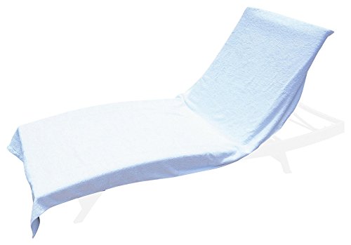 Arlu Home Large Luxury Chaise Pool/Lounge Chair Cover Towel - Fitted Elastic Pocket Won't Slide (White) Versatile Size Pocket Fits Most Standard Cushions. Protective, Absorbent, Easy Care