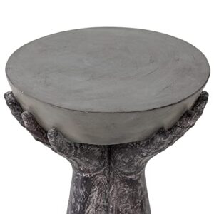 Koncemel Outdoor Concrete End Table - Rustic Industrial Accent Table with Pedestal Base and Two Hands - Perfect for Living Room, Bedroom, Porch - Purplish-Pinkish Grey