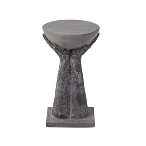 Koncemel Outdoor Concrete End Table - Rustic Industrial Accent Table with Pedestal Base and Two Hands - Perfect for Living Room, Bedroom, Porch - Purplish-Pinkish Grey