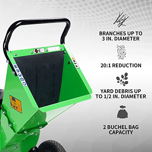 GARDENBEAUT S3 Wood Chipper Shredder, 7 HP 212cc Gasoline Engine, 3" Max Wood Diameter, 1-Year Warranty After Product Registration