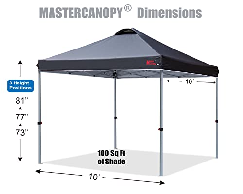 MASTERCANOPY Durable Ez Pop-up Canopy Tent with Roller Bag (10x10, Black)