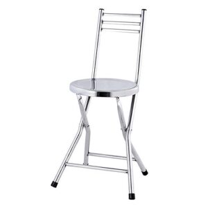 Thick Stainless Steel Round Stool Folding Home Dining Chair backrest Stool Small Bench Portable Outdoor Picnic Chair high 76cm