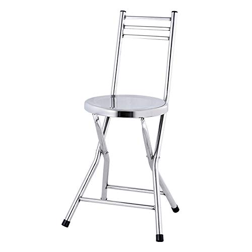 Thick Stainless Steel Round Stool Folding Home Dining Chair backrest Stool Small Bench Portable Outdoor Picnic Chair high 76cm