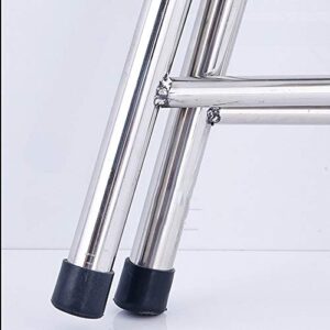 Thick Stainless Steel Round Stool Folding Home Dining Chair backrest Stool Small Bench Portable Outdoor Picnic Chair high 76cm