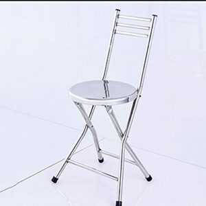 Thick Stainless Steel Round Stool Folding Home Dining Chair backrest Stool Small Bench Portable Outdoor Picnic Chair high 76cm