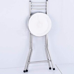 Thick Stainless Steel Round Stool Folding Home Dining Chair backrest Stool Small Bench Portable Outdoor Picnic Chair high 76cm