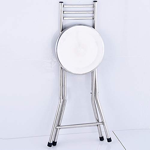 Thick Stainless Steel Round Stool Folding Home Dining Chair backrest Stool Small Bench Portable Outdoor Picnic Chair high 76cm