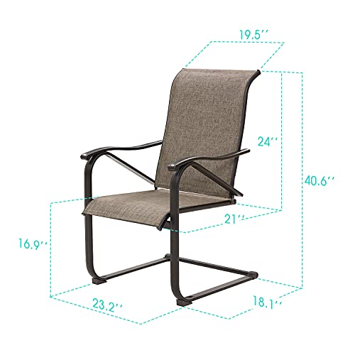 VICLLAX Spring Motion Patio Chair High Back Mesh Sling Outdoor Dining Chairs Set of 6