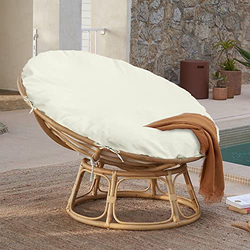 Papasan Cushion Cover Only,Water Resistant Papasan Chair Cushion Slipcover for Outdoor lndoor,Skin-Friendly Soft Machine Washable Unfading Zippered Cover for Round Egg Chair Cushion（Khaki 55in）