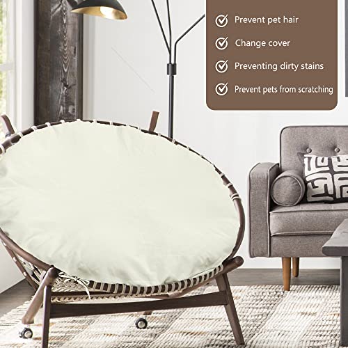 Papasan Cushion Cover Only,Water Resistant Papasan Chair Cushion Slipcover for Outdoor lndoor,Skin-Friendly Soft Machine Washable Unfading Zippered Cover for Round Egg Chair Cushion（Khaki 55in）