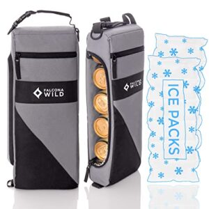 falcona wild golf cooler bag plus 2 ice packs – keeps drinks cold for hours – holds 6 beer cans or 2 wine bottles – fits discreetly in golf bags – insulated beer sleeve and cooler