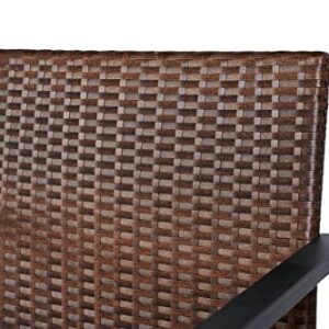 BTEXPERT Two Tone Brown Outdoor Patio PE Rattan Wicker Set of 2 Chairs for Garden Dining Firepit Lawn Backyard Porch Deck Armrest Frame, Steel Conversation Accent Furniture armchairs