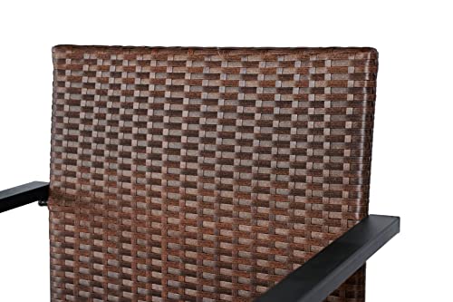 BTEXPERT Two Tone Brown Outdoor Patio PE Rattan Wicker Set of 2 Chairs for Garden Dining Firepit Lawn Backyard Porch Deck Armrest Frame, Steel Conversation Accent Furniture armchairs