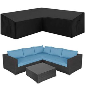 orqihod outdoor sectional sofa cover waterproof, v shaped 100 inch heavy duty patio furniture sofa protector with storage bag, black, 600d