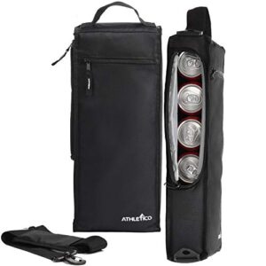 athletico golf cooler bag – soft sided insulated cooler holds a 6 pack of cans or two wine bottles (black)