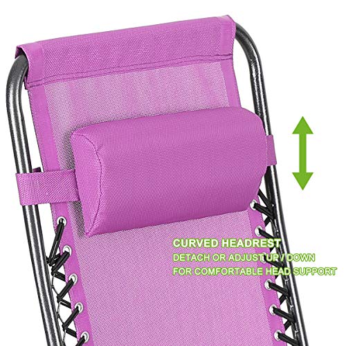 Zero Gravity Chairs Recliner Lounge Outdoor Patio Lawn Chairs with Cup Holder Trays (Purple)