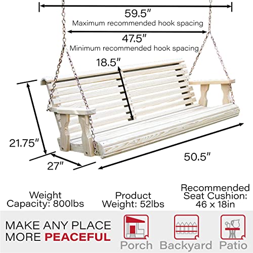 Amish Casual Heavy Duty 800 Lb Roll Back 4ft. Treated Porch Swing