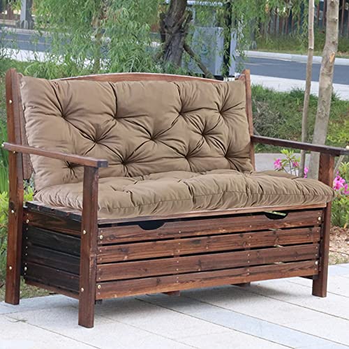 MiokyStaner Porch Swing Cushions with Backrest, 2-3 Seater Waterproof Bench Pad Cushions, Thicken 4" Outdoor Swing Cushions, for Outdoor Patio Garden Furniture (59x40in, Khaki)