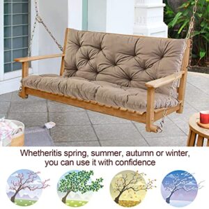 MiokyStaner Porch Swing Cushions with Backrest, 2-3 Seater Waterproof Bench Pad Cushions, Thicken 4" Outdoor Swing Cushions, for Outdoor Patio Garden Furniture (59x40in, Khaki)