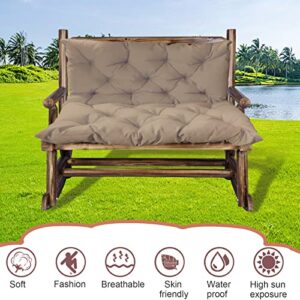 MiokyStaner Porch Swing Cushions with Backrest, 2-3 Seater Waterproof Bench Pad Cushions, Thicken 4" Outdoor Swing Cushions, for Outdoor Patio Garden Furniture (59x40in, Khaki)