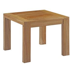 modway upland teak wood outdoor patio side end table in natural