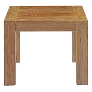 Modway Upland Teak Wood Outdoor Patio Side End Table in Natural