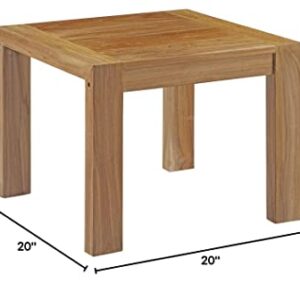 Modway Upland Teak Wood Outdoor Patio Side End Table in Natural