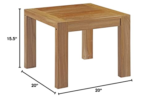 Modway Upland Teak Wood Outdoor Patio Side End Table in Natural