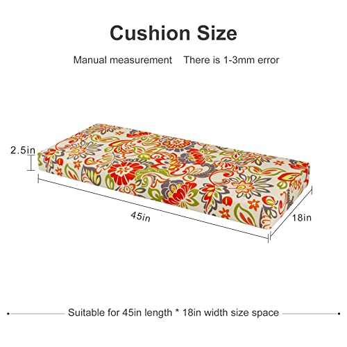 RULAER Bench Cushion,45inch Durable Bench Cushions for Indoor Furniture,Indoor Window Seat Cushions with Zipper, 70D Sponge Super Soft Cushions(45x18x2.5inch,Idyllic)