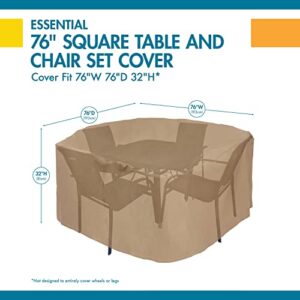 Duck Covers Essential Water-Resistant 76 Inch Square Table & Chair Set Cover, Outdoor Table Cover