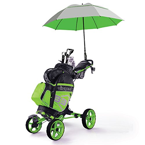 SunTek 68” Golf Umbrella, Windproof & Waterproof Umbrellas with Vented Double Canopy, Reflective UV Protection, Large Umbrella for Golf, Sport & Travel (Silver/Green)