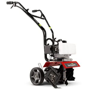 earthquake 31635 mc33 mini tiller cultivator, powerful 33cc 2-cycle viper engine, gear drive transmission, height adjustable wheels, 5 year warranty,red