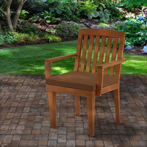 National Outdoor Living Eucalyptus Wood Patio Dining Armchair with Chocolate Brown Cushion