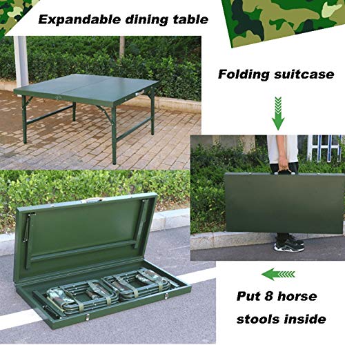 Outdoor Table and Chair Set Folding Dining Table, Portable Portable Multifunctional Table and Chair Set, Army Green Outdoor Camping Dining Table