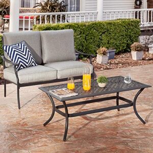 PatioFestival Patio Loveseat Set All Weather 2-Person Cushioned Outdoor Sofa Bench with Coffee Table(2 Pcs,Grey)