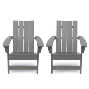 christopher knight home robert outdoor contemporary adirondack chair (set of 2), gray