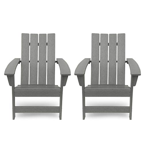 Christopher Knight Home Robert Outdoor Contemporary Adirondack Chair (Set of 2), Gray