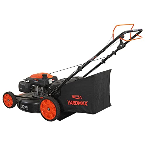 YARDMAX 22 in. 201cc Select PACE 6 Speed CVT High Wheel RWD 3-in-1 Gas Walk Behind Self Propelled Lawn Mower, Black