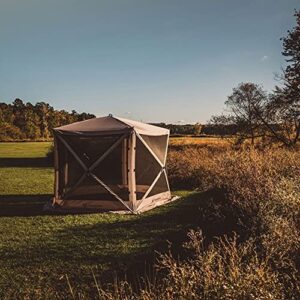 Gazelle Tents™, G5 5-Sided Portable Gazebo, Easy Pop-Up Hub Screen Tent, Waterproof, UV Resistant, 4-Person & Table, Desert Sand, 85" x 115" x 106", GG501DS