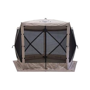 Gazelle Tents™, G5 5-Sided Portable Gazebo, Easy Pop-Up Hub Screen Tent, Waterproof, UV Resistant, 4-Person & Table, Desert Sand, 85" x 115" x 106", GG501DS