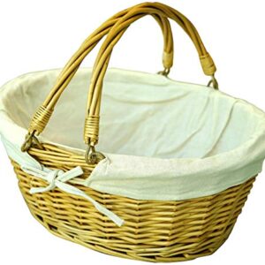 Wicker Picnic Baskets | Little Red Riding Hood Basket for Kids | Hand Woven Wicker Great for Easter Basket | Storage of Plastic Cheap Easter Eggs Candy Gift Wedding Baskets (White)