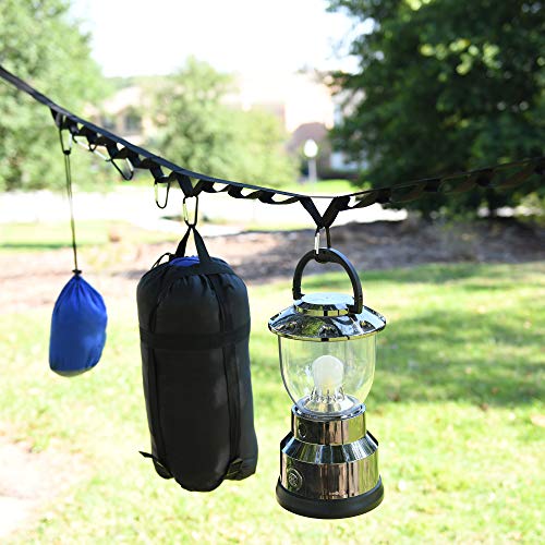 LAMURO Campsite or Garden Supplies Storage Strap with 8 Hooks | Hanging Your Camping Gear from a Tree | Vertical or Horizontal Organizer