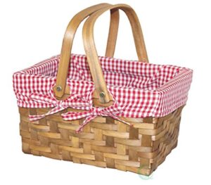 vintiquewise(tm) rectangular basket lined with gingham lining, small