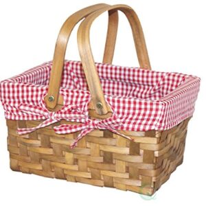 Vintiquewise(TM) Rectangular Basket Lined with Gingham Lining, Small