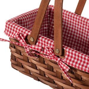 Vintiquewise(TM) Rectangular Basket Lined with Gingham Lining, Small