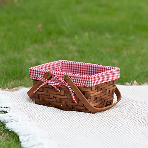 Vintiquewise(TM) Rectangular Basket Lined with Gingham Lining, Small