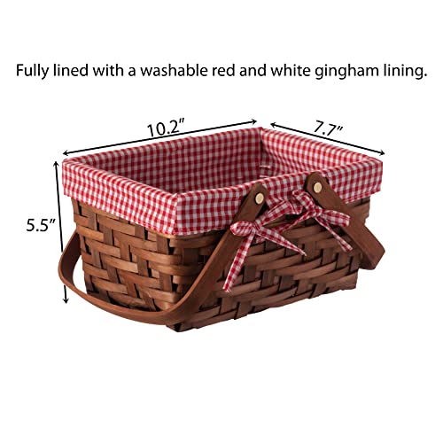 Vintiquewise(TM) Rectangular Basket Lined with Gingham Lining, Small